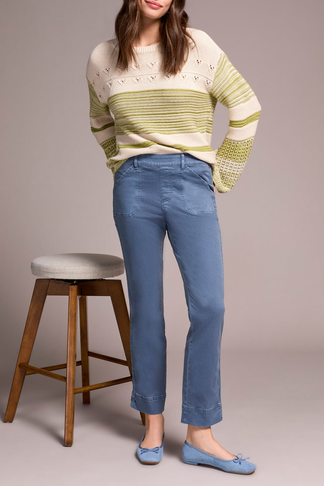 Tribal Pull On Ankle Pant With Side Detail