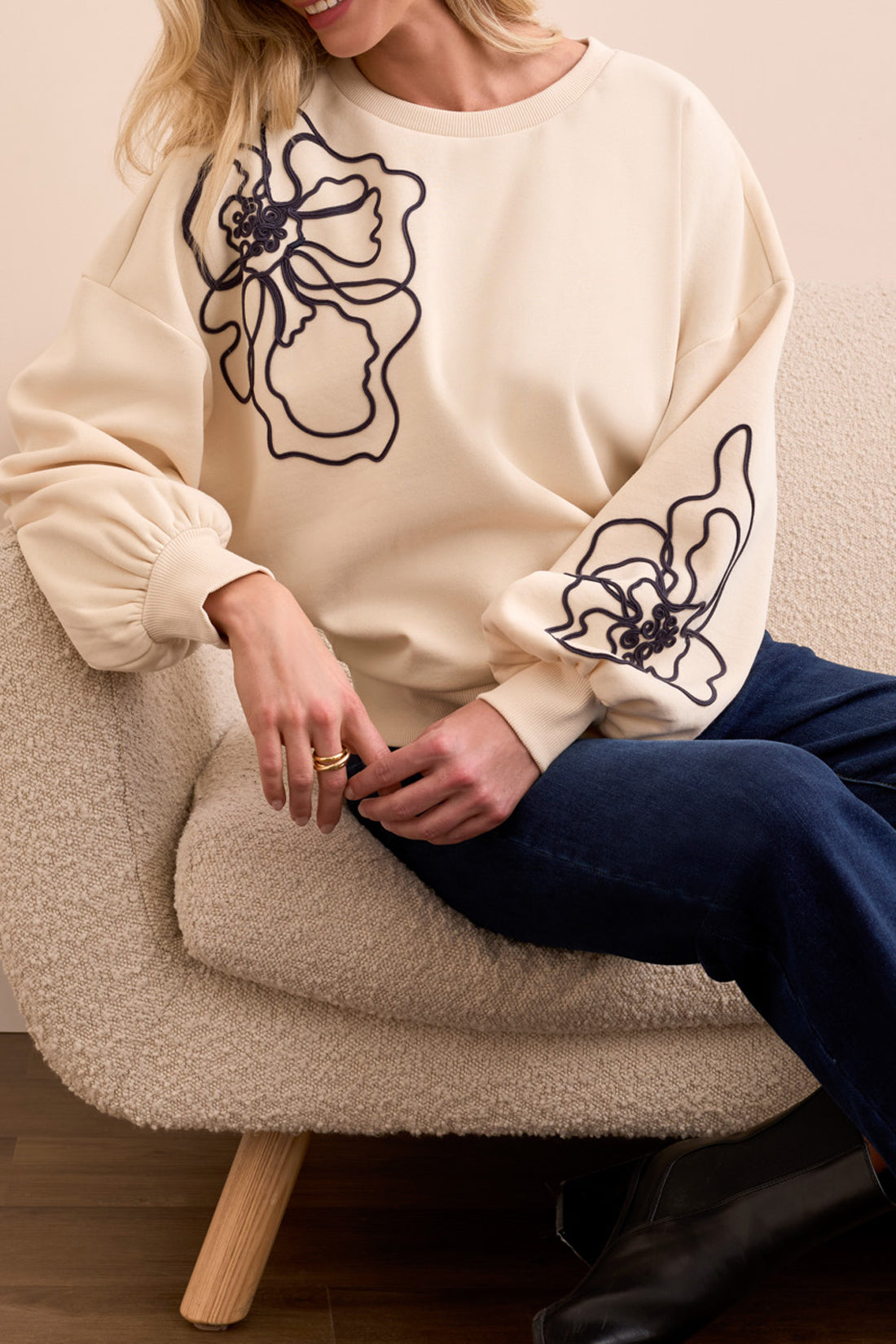 Tribal Long Sleeve Crew Neck W/ Embroidery