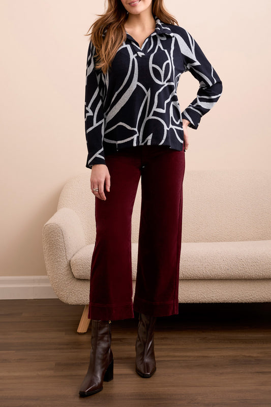 Tribal Henley Top W/ Side Slits