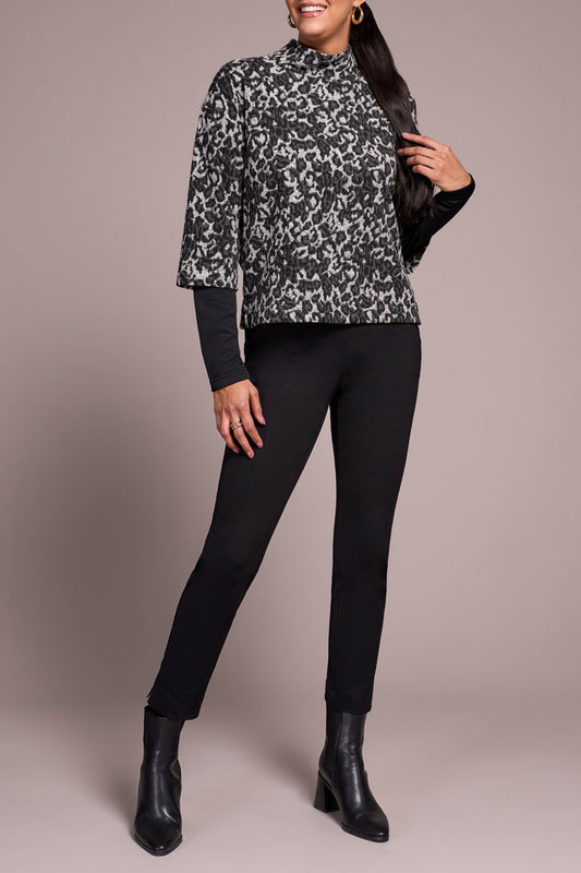 Tribal L/S Mock Neck Top