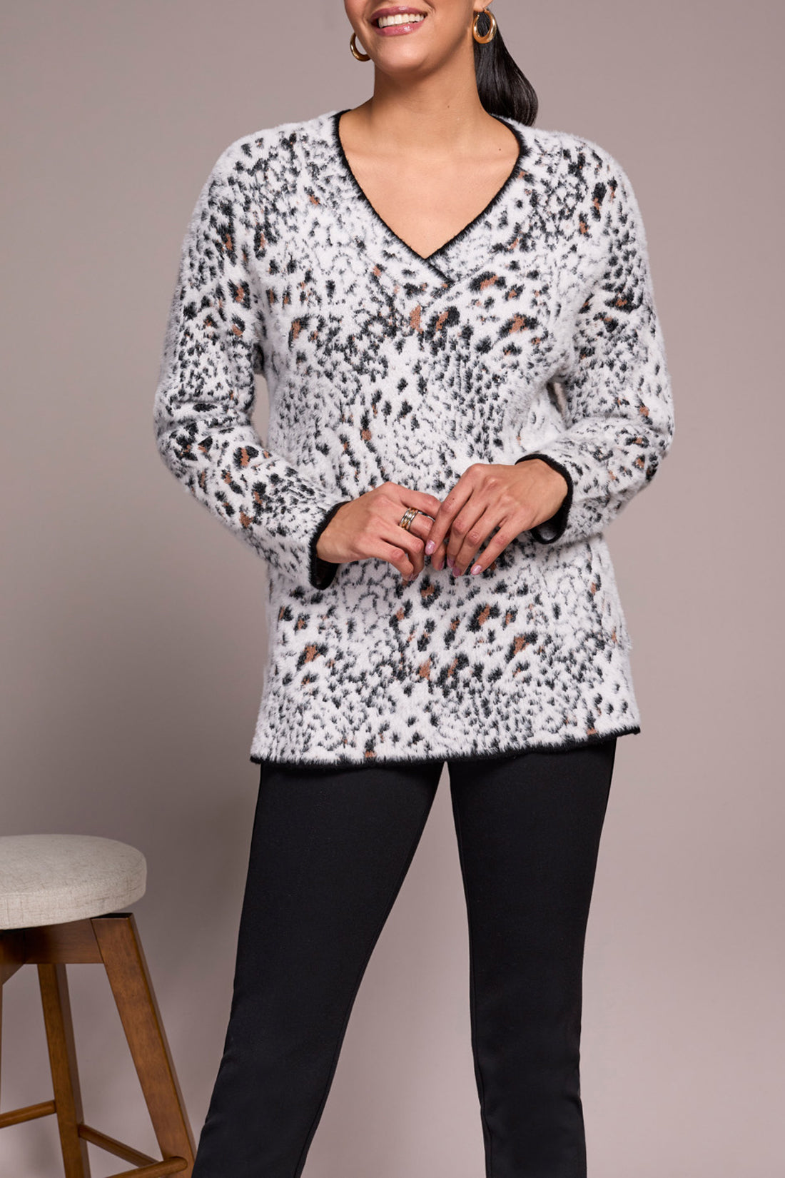 Tribal Long Sleeve V Neck Sweater
