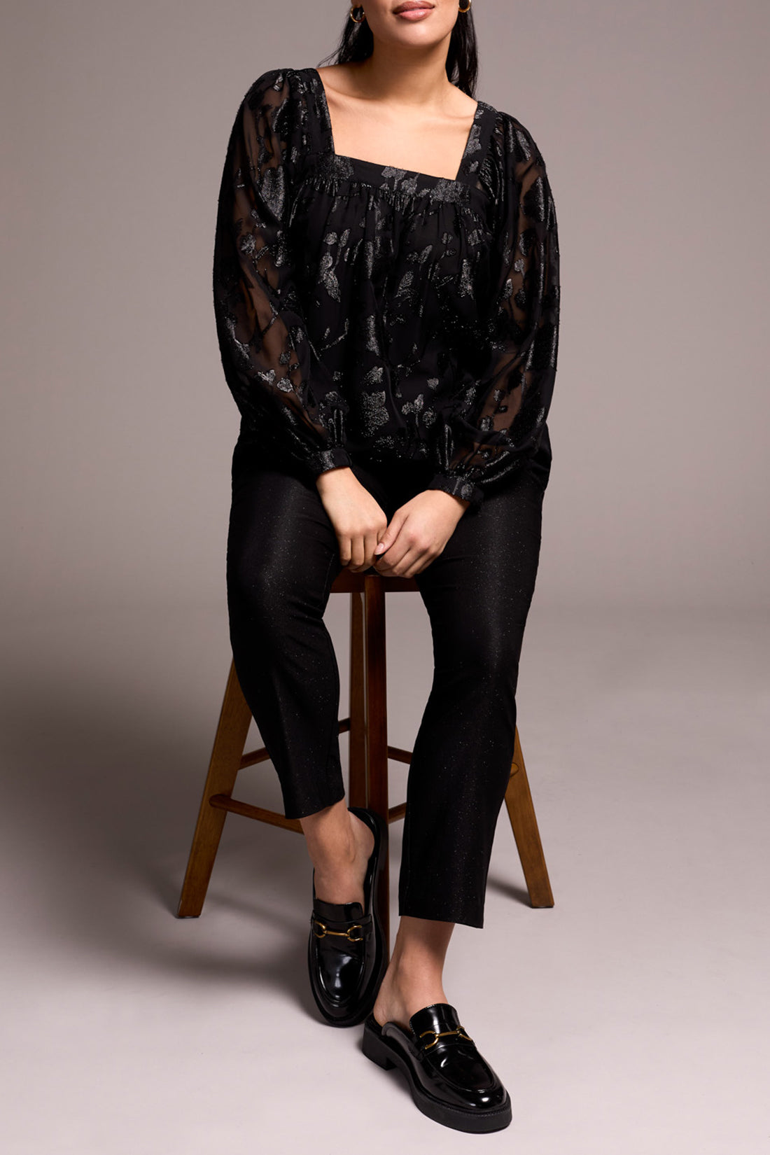 Tribal Square Neck Lined Blouse