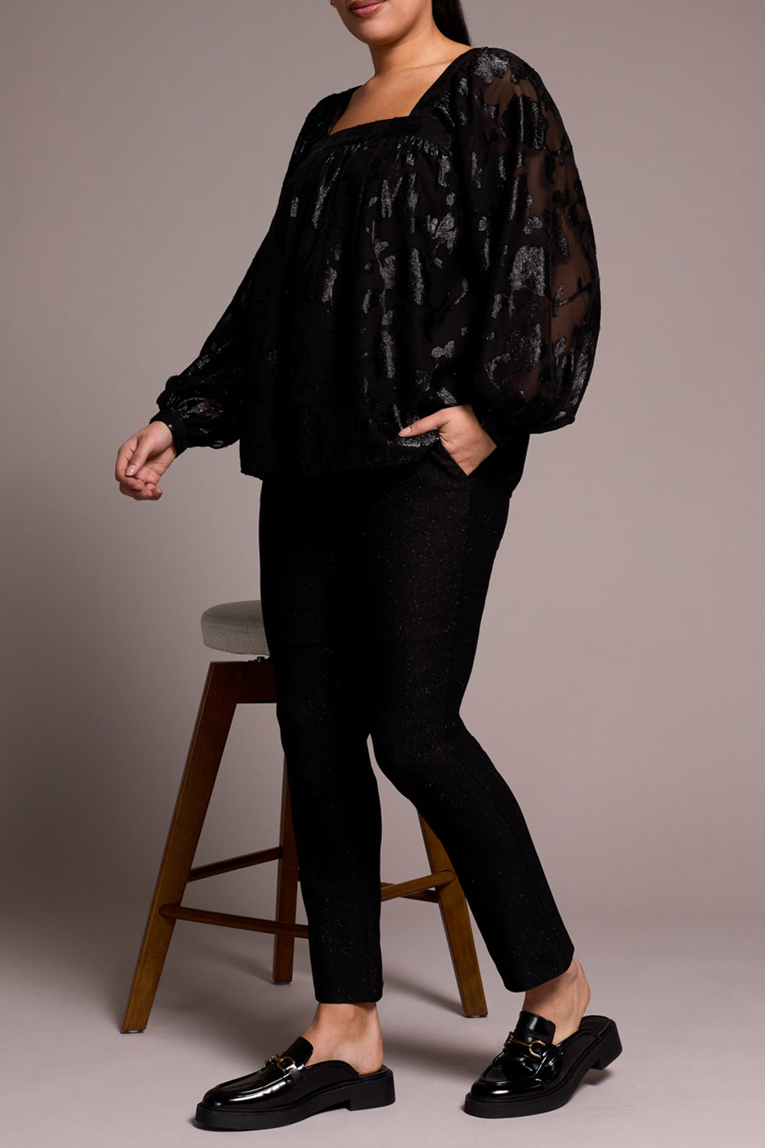 Tribal Square Neck Lined Blouse