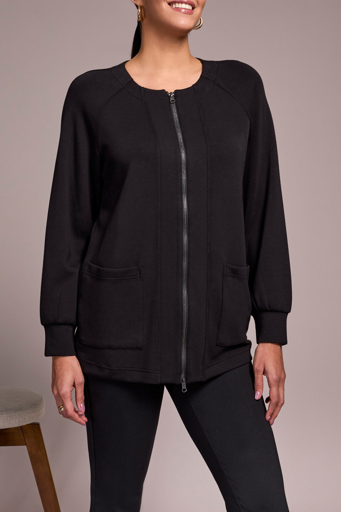 Tribal Long Cardigan With Two Way Zipper