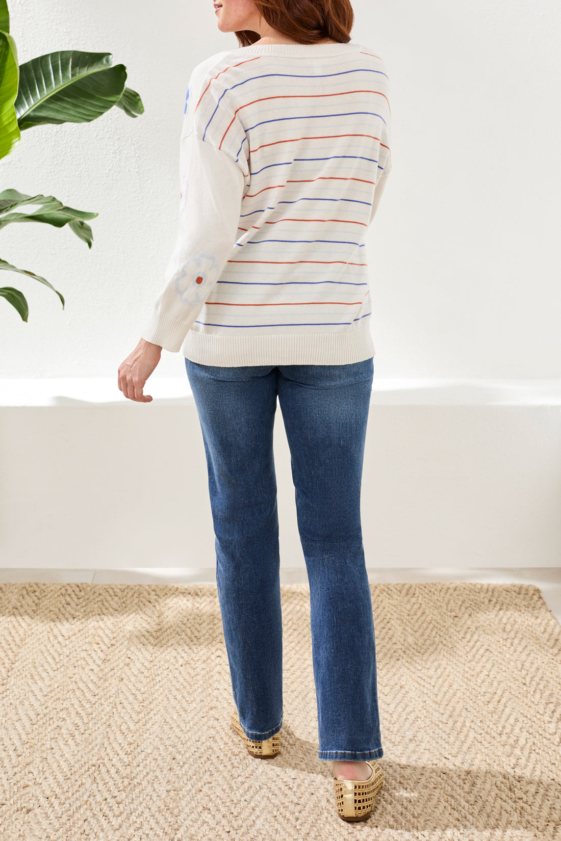 Tribal 3/4 Sleeve V Neck Sweater