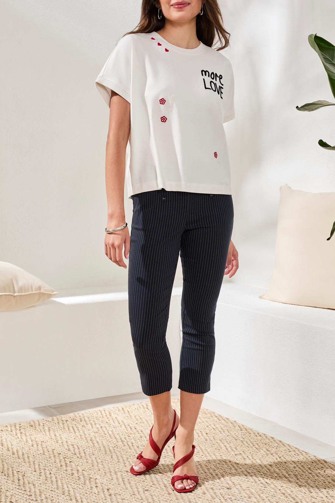 Tribal Crew Neck Dolman Sleeve Elbow Top