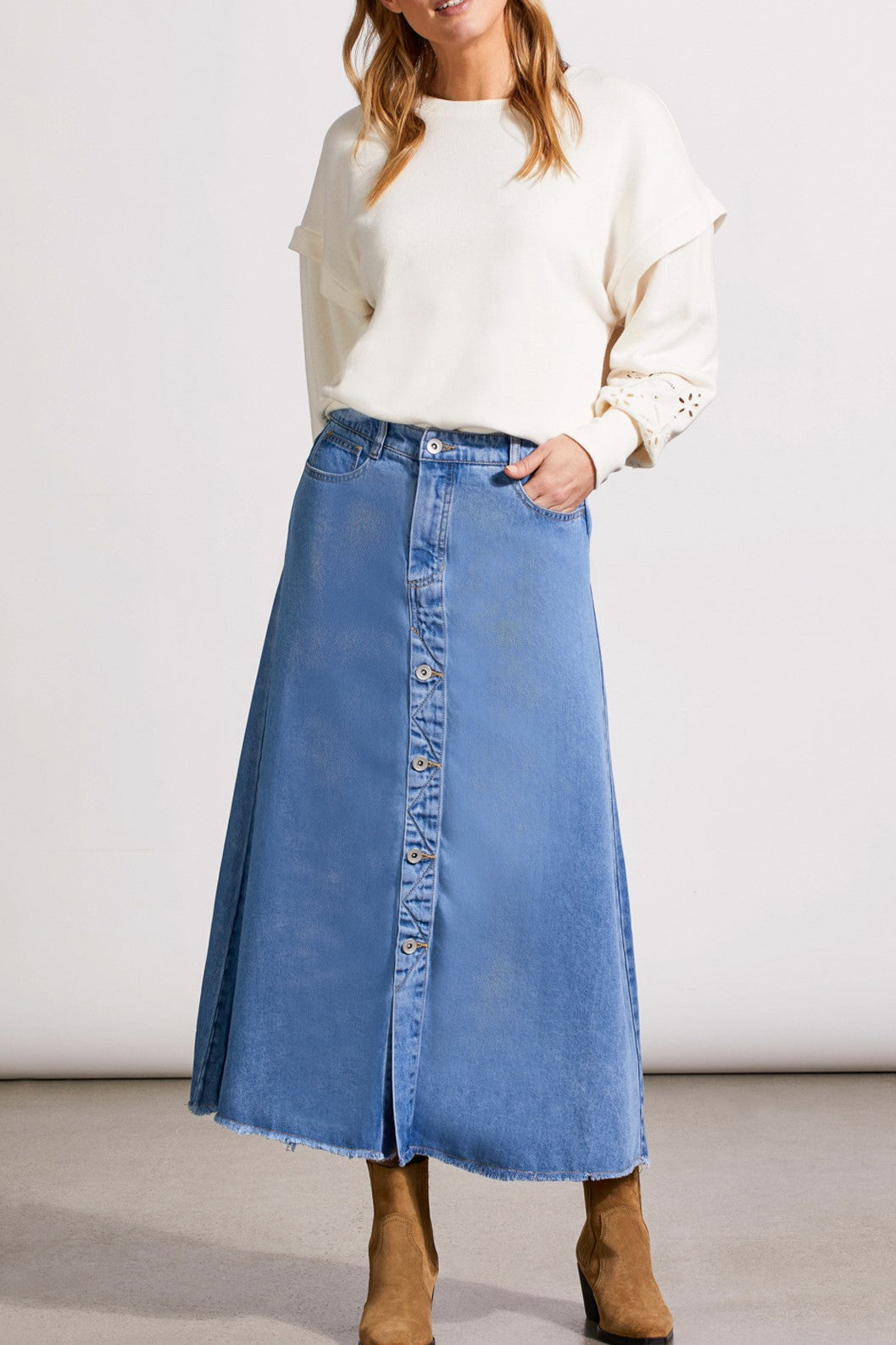 Tribal Button Down Midi Skirt W/ Pockets