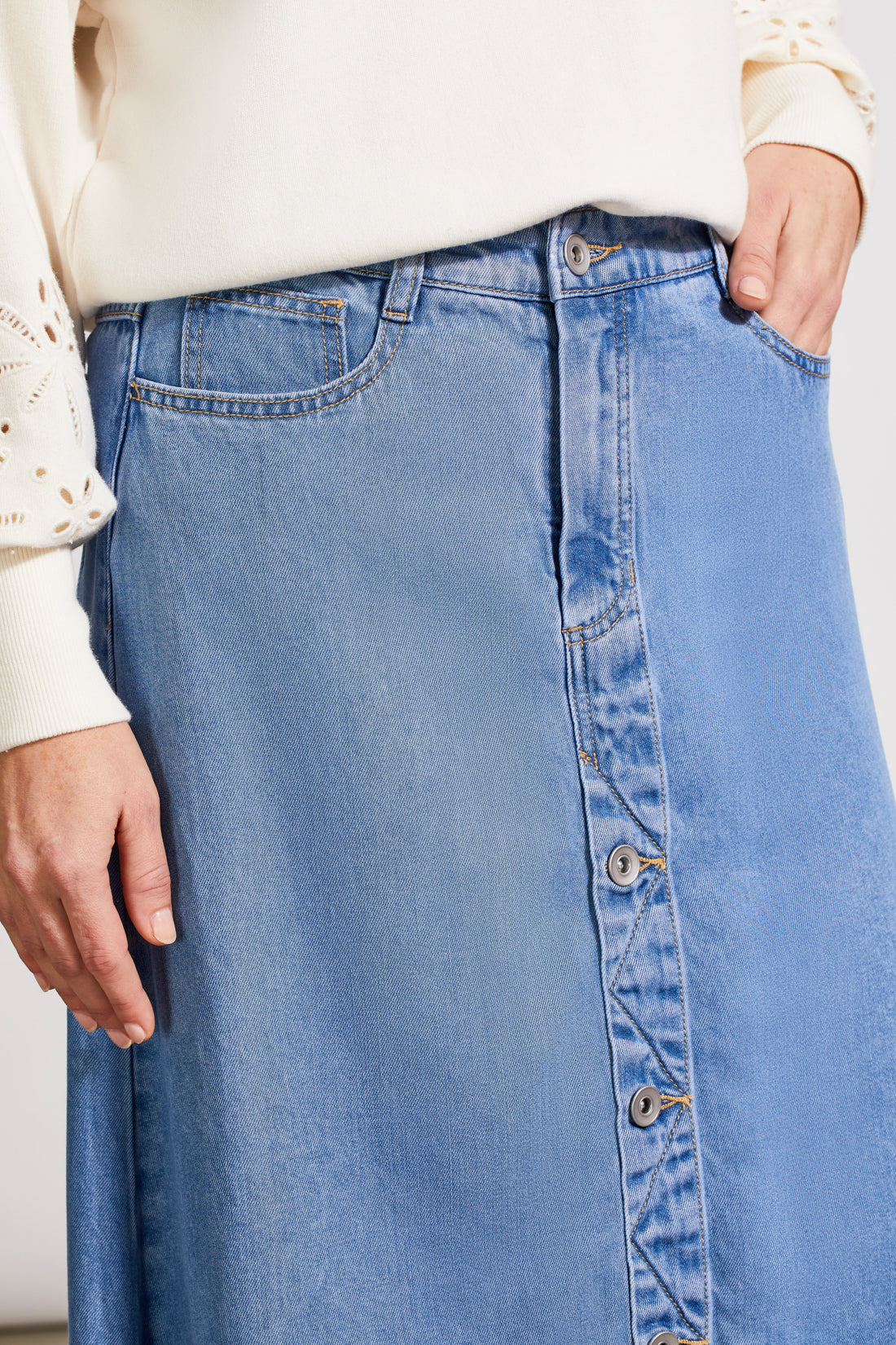 Tribal Button Down Midi Skirt W/ Pockets