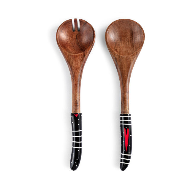 Black & White Heart Utensil Set