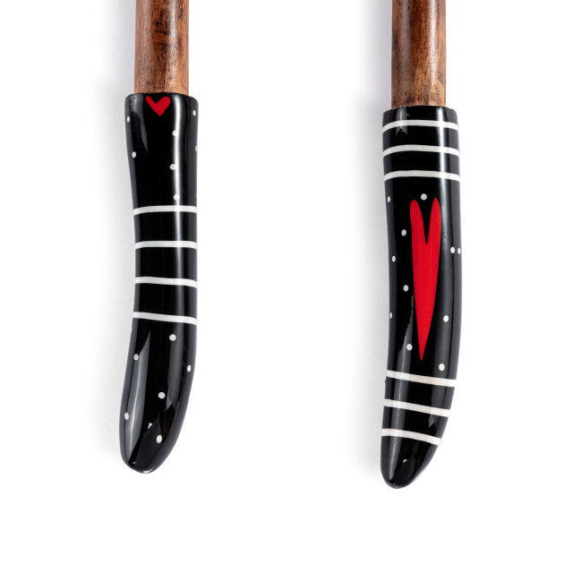 Black & White Heart Utensil Set