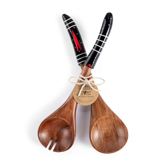 Black & White Heart Utensil Set