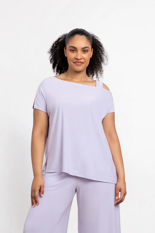 Sympli One Shoulder Boxy Top, Cap Slv