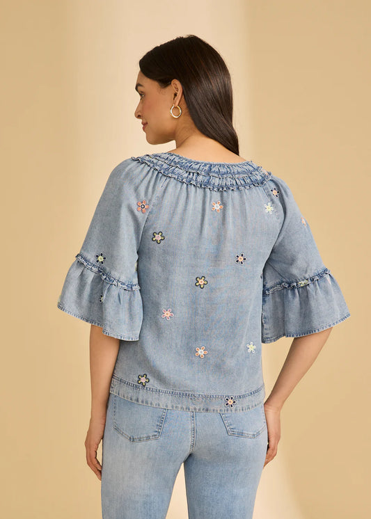 FDJ Ruffle Denim Top