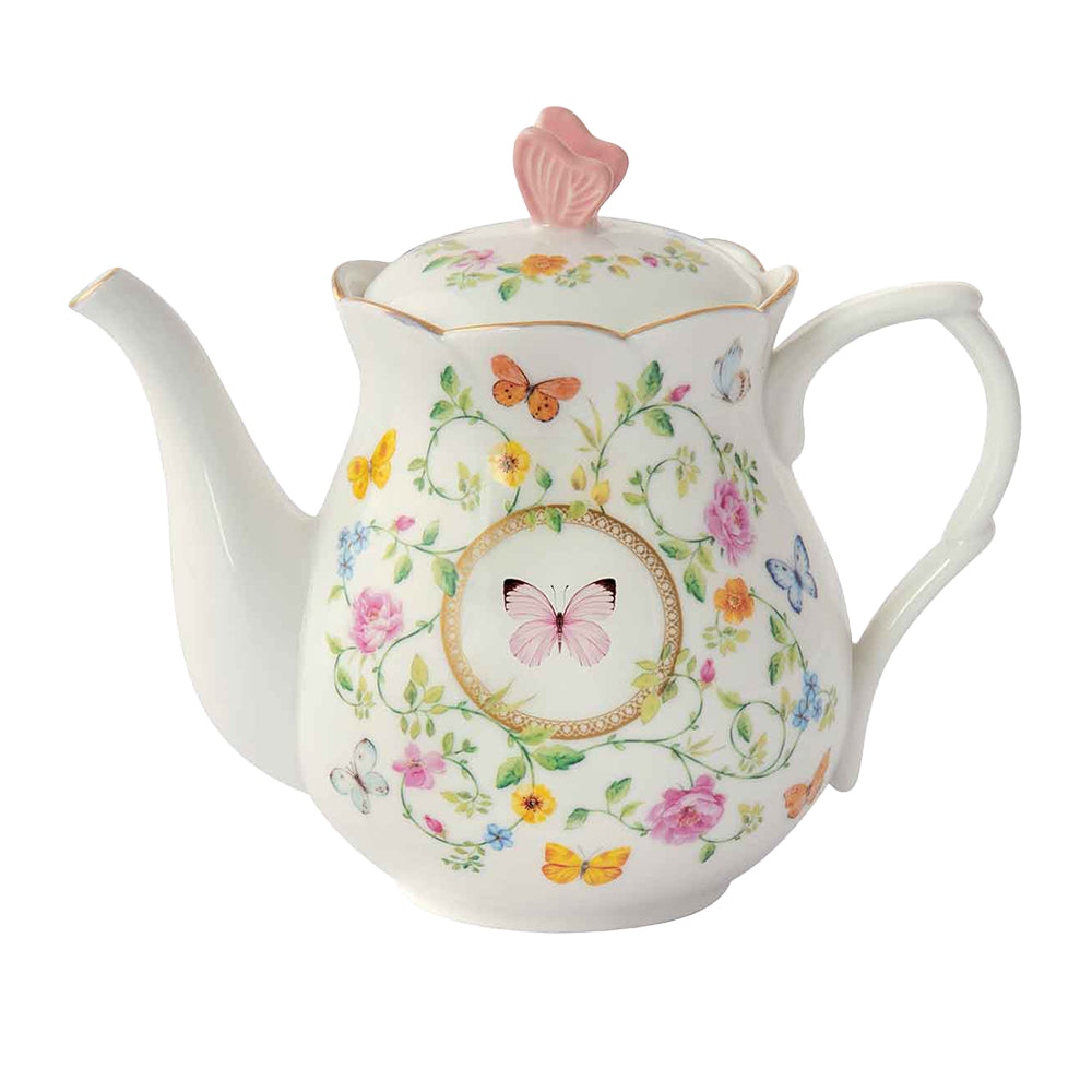 Porcelain Dancing Butterflies Teapot
