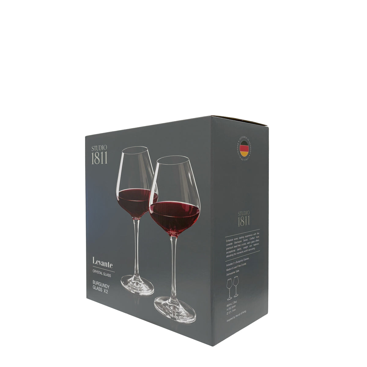 Set of 2 Burgundy Wine Glasses