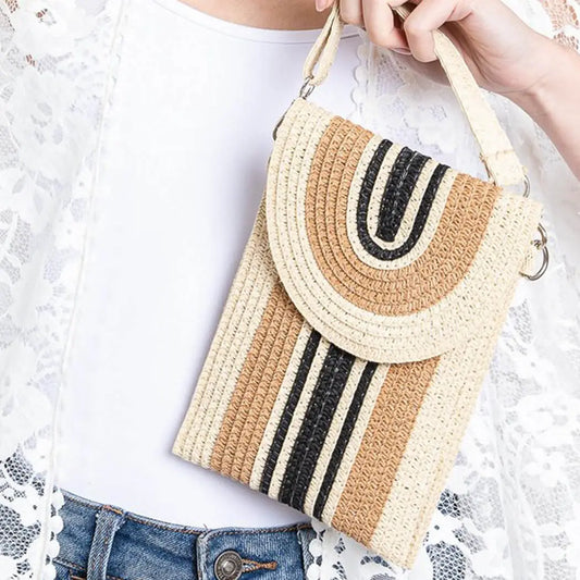 Striped Straw Crossbody