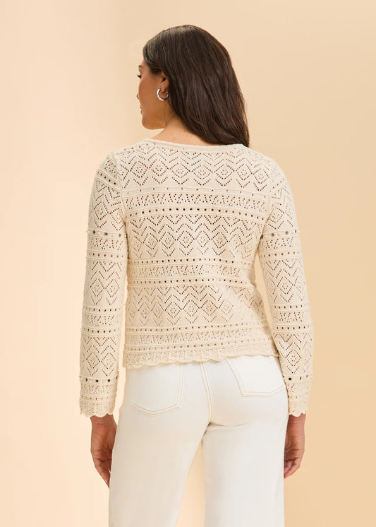 FDJ Long Sleeve Pointelle Sweater