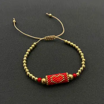 18K Gold Plated Beaded Heart Bracelet