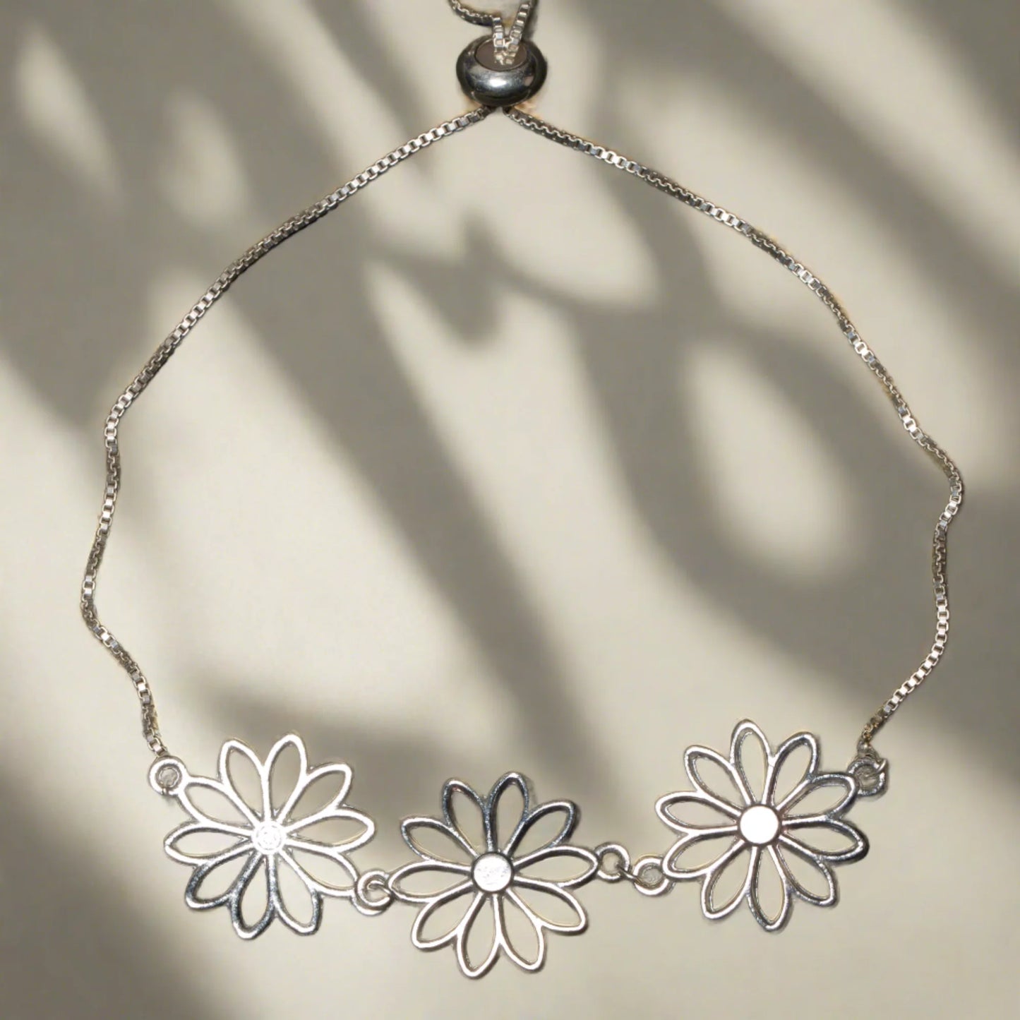 Silver Plated Triple Flower Bracelet