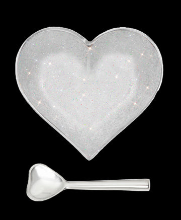Inspired Generations Happy Sparkly Silver Heart W/ Spoon