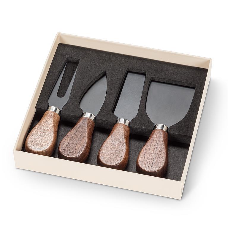 Set of 4 Walnut Handle Cheese Knives