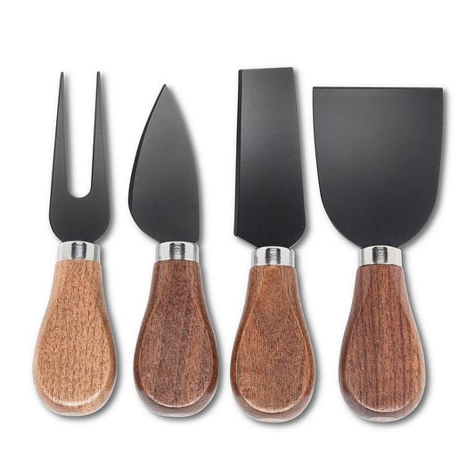 Set of 4 Walnut Handle Cheese Knives