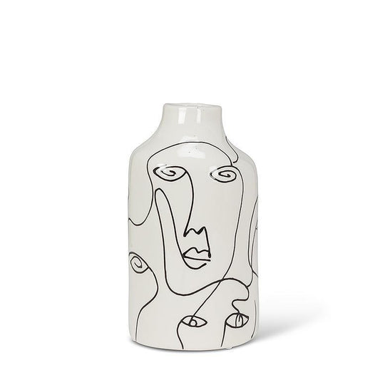 Ceramic Faces Vase 8"H