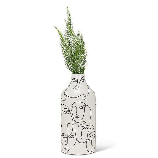 Ceramic Faces Vase 11"H