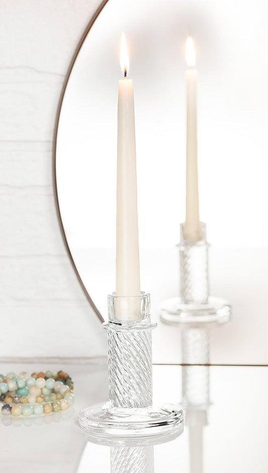Glass Candlestick 2 PC. Swirl Tapers
