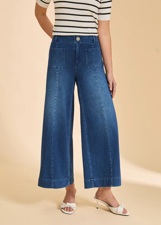 FDJ Pull On Wide Leg Denim Crop