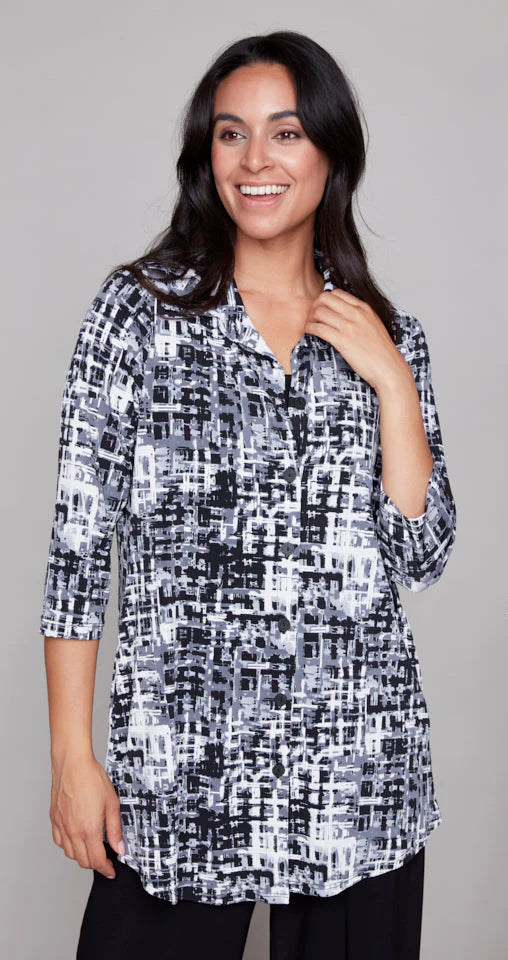 Compli K Jersey Blouse W/ Back Button Detail