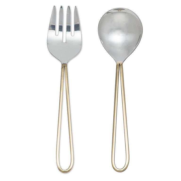 Two Toned Gold & Silver Salad Servers