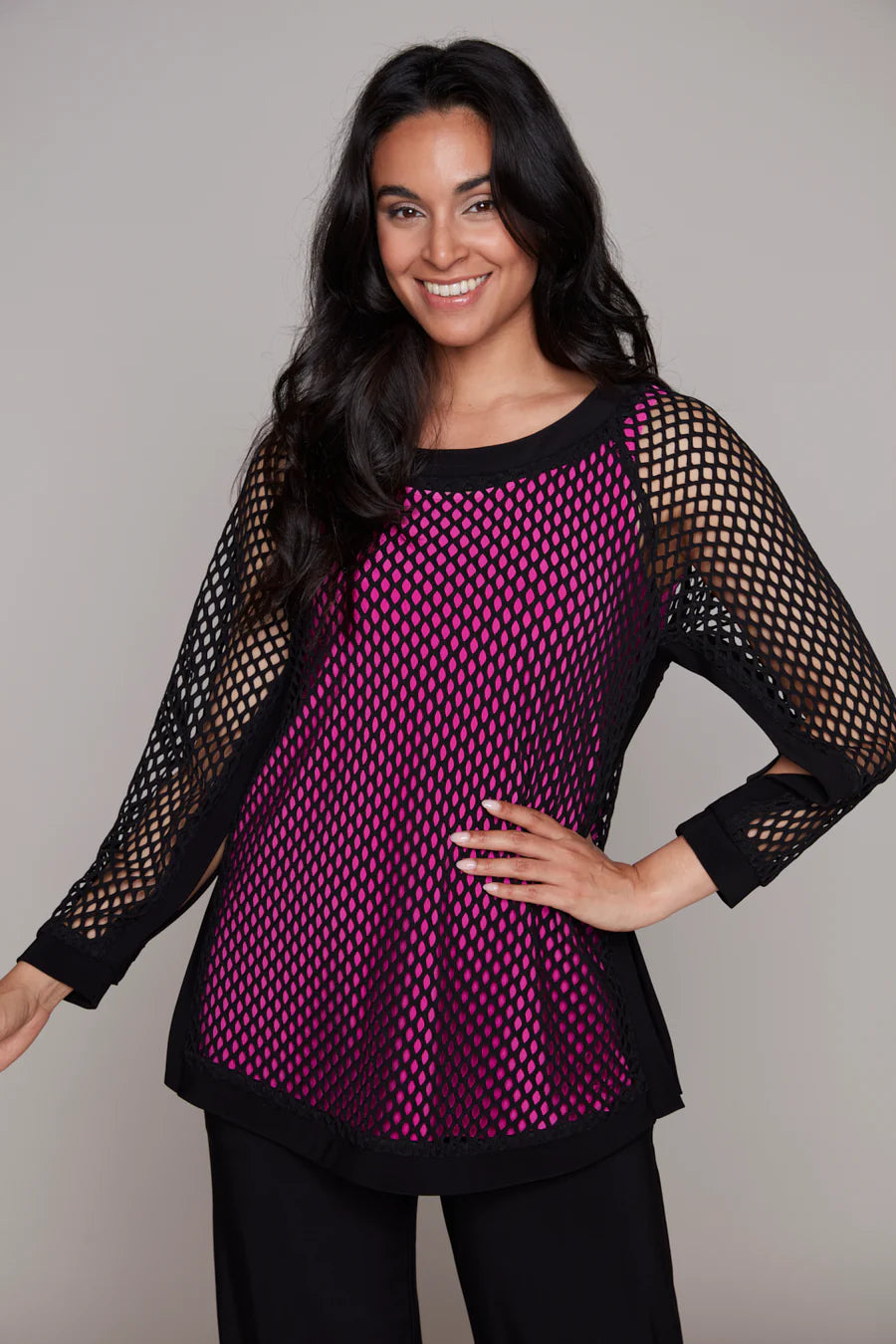 Compli K Mesh Knit Long Sleeve Top