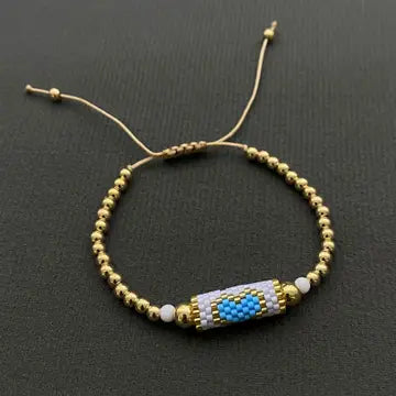 18K Gold Plated Beaded Heart Bracelet