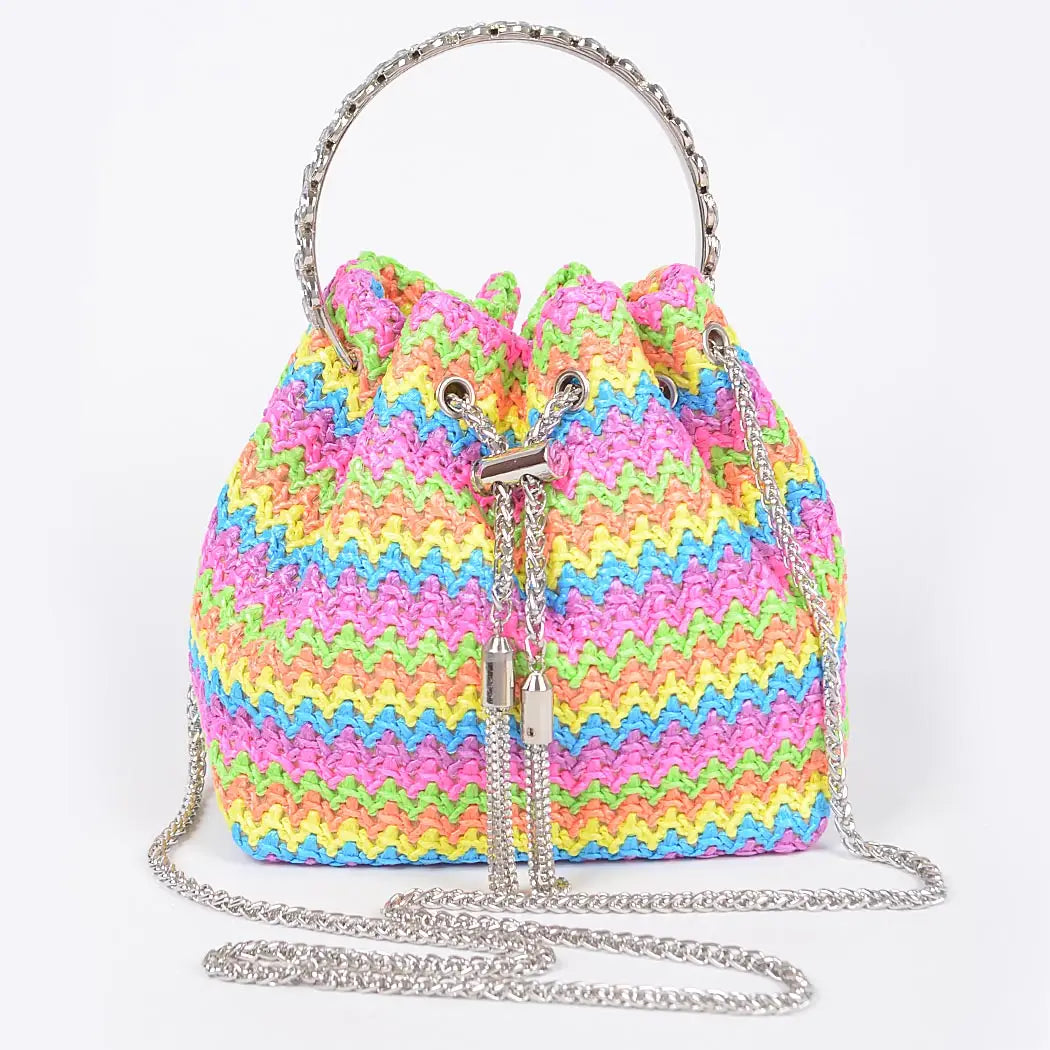 Faux Straw Bucket Bag