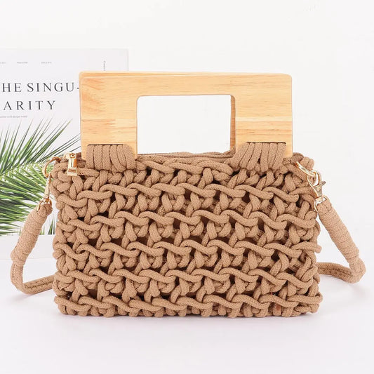 Woven Bag W/ Wooden Handle