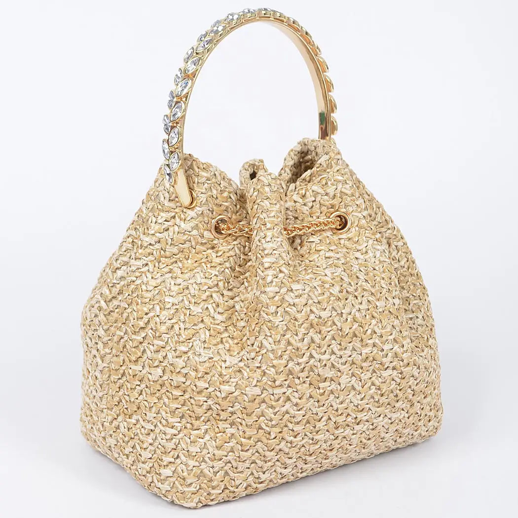 Faux Straw Bucket Bag