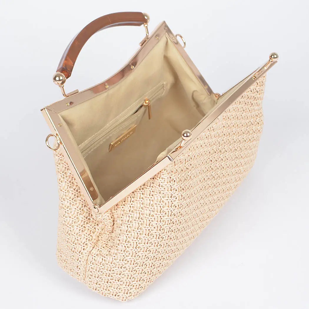 Faux Straw Clutch