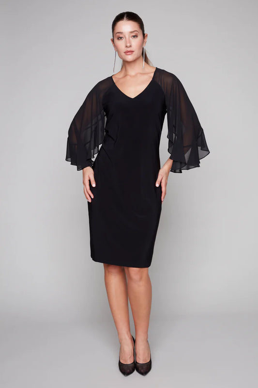 Compli K Evening Dress W/ Sheer Sleeves