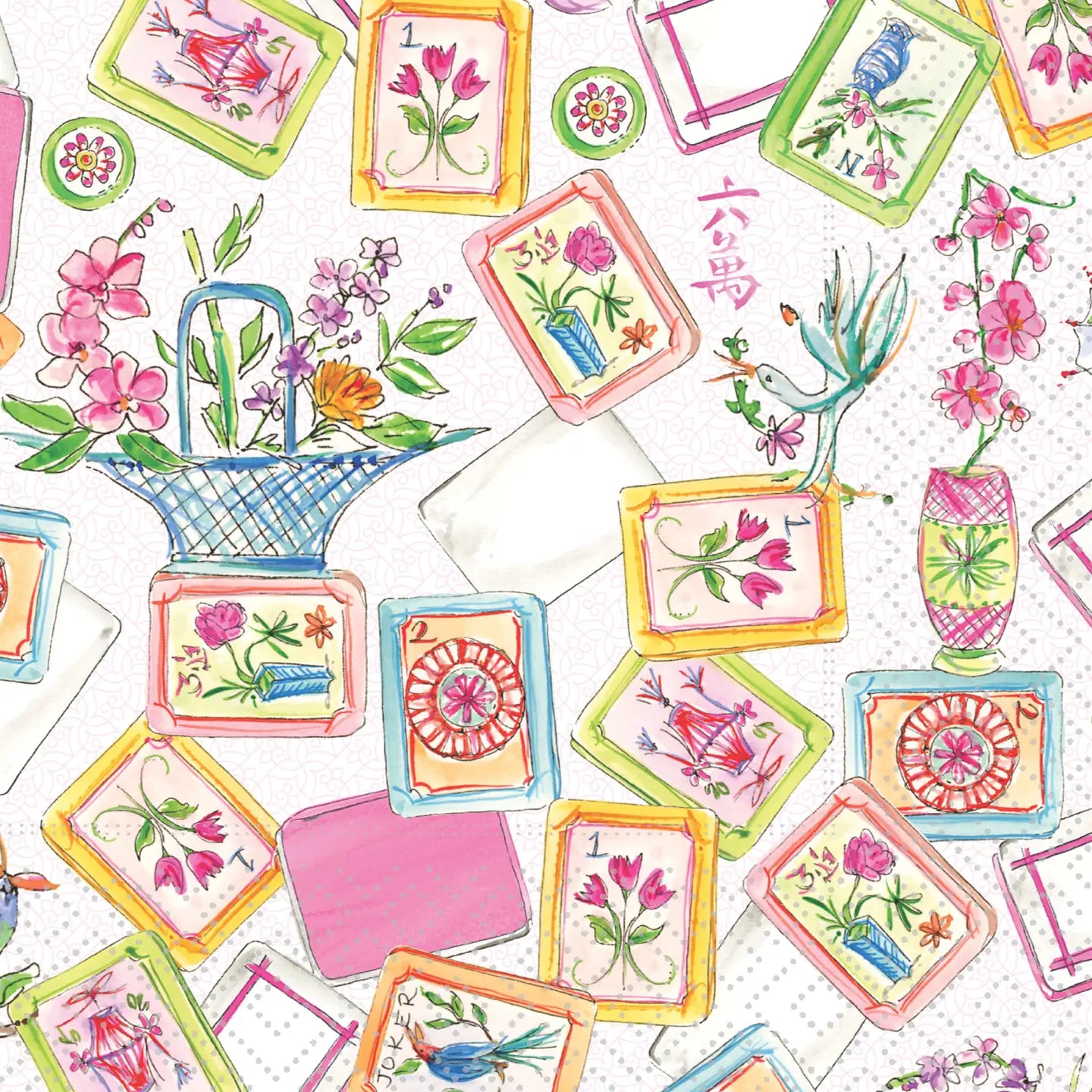 Mahjong Allover Cocktail Napkin