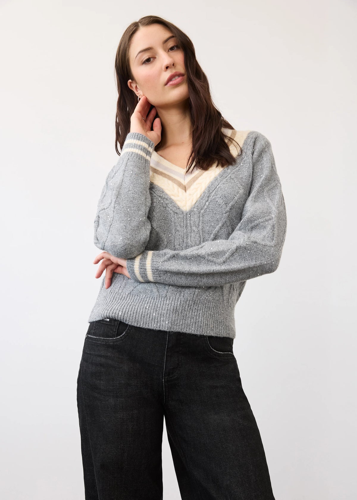 FDJ Sparkle V Neck Sweater