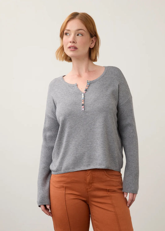 FDJ Notch Sleeve Rib Sleeve Sweater