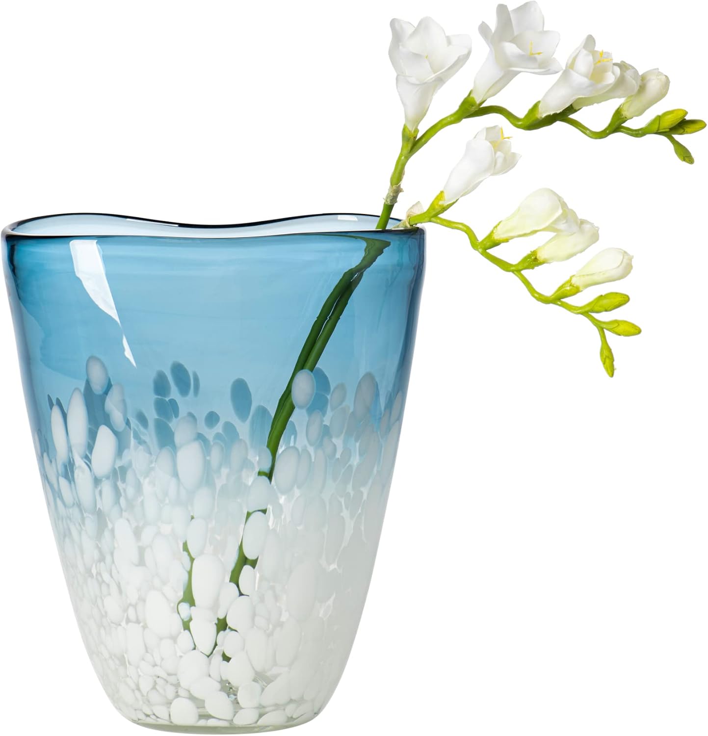 Glass Vase Wave 9" Blue