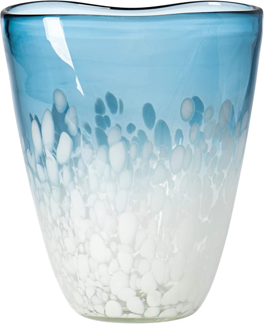 Glass Vase Wave 9" Blue