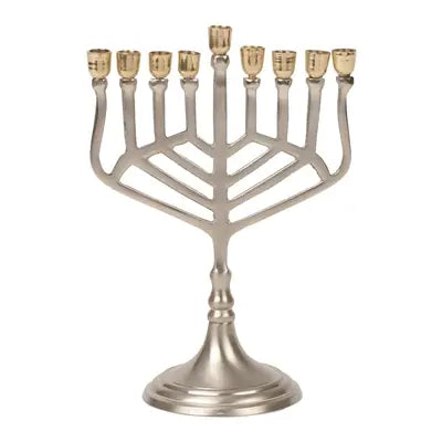 Geometric Nickel Brass Menorah