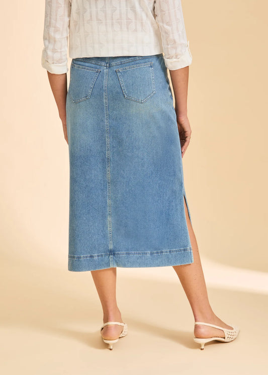 FDJ Pull On Denim Skirt W/ Slits