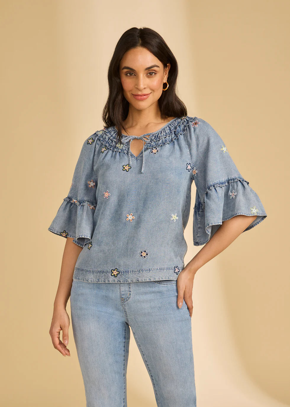 FDJ Ruffle Denim Top