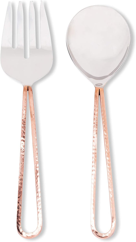 Two Toned Hammered Salad Servers