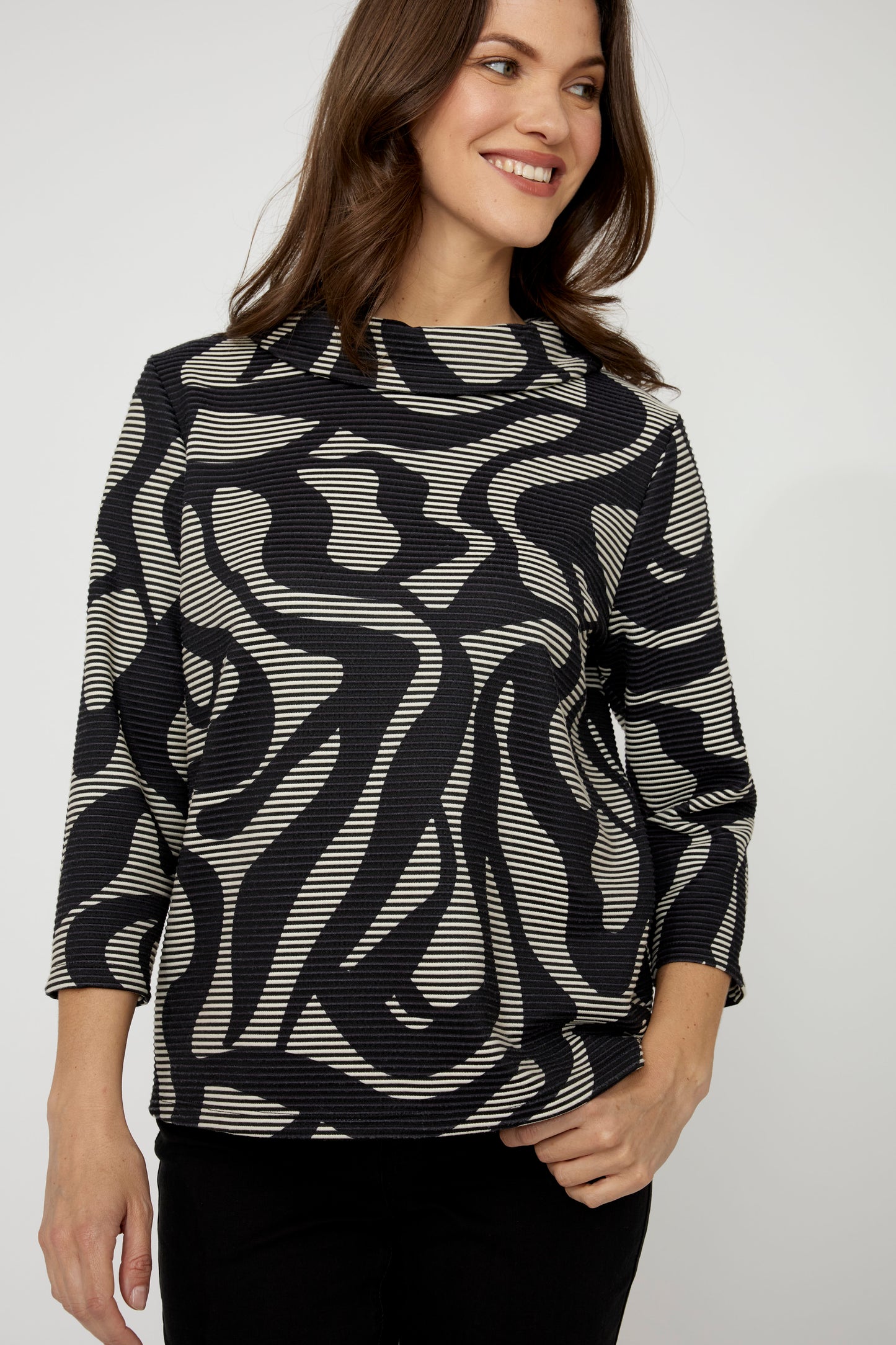 Compli K Cowl Neck Pleated Knit Top