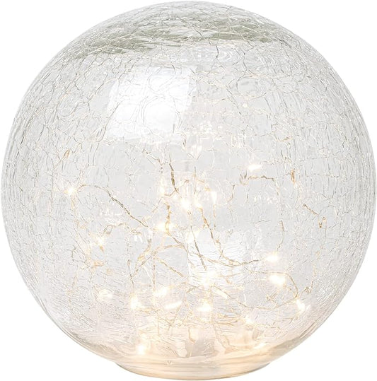 LED Sphere Cracked Glass Light 8"